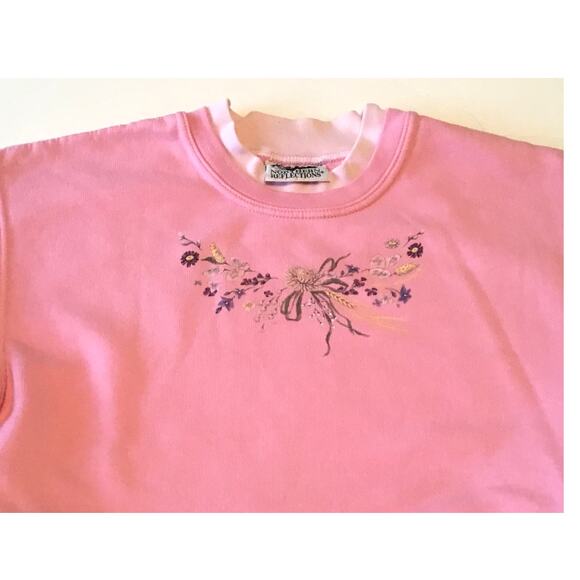 Northern Reflections Pink Sweatshirt Flowers Collar - Picture 3 of 4